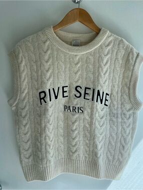 Maeve Cream Cable-Knit Rive Seine Paris Sweater Vest This Season Collection